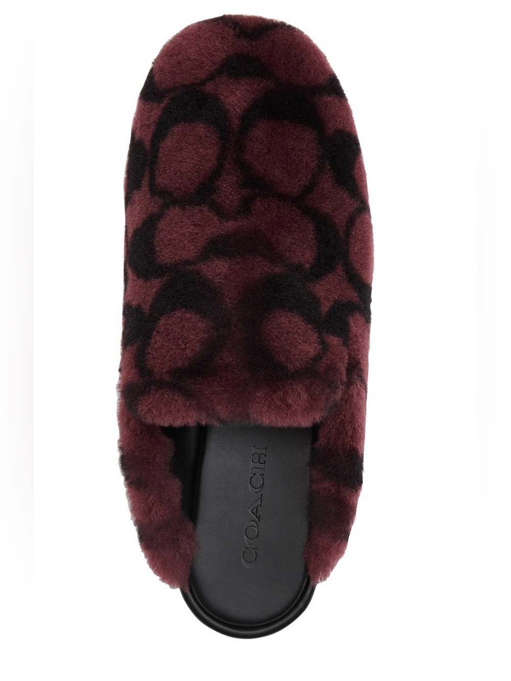 Coach SZ 10 Slipper Shoe Signature Shearling in the Merlot/Black NIB GIFT UNISEX - Picture 9 of 14